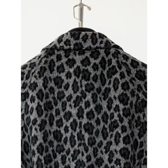 Saint Laurent Paris Leopard Print Wool-Blend Belted Long Coat M - Picture 4 of 6